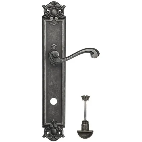 Дверная ручка Venezia \"VIVALDI\" WC-2 на планке PL97 античное серебро