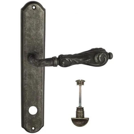 Дверная ручка Venezia \"MONTE CRISTO\" WC-2 на планке PL02 античное серебро