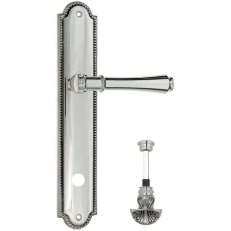 Дверная ручка Venezia \"CALLISTO\" WC-4 на планке PL98 натуральное серебро + черный