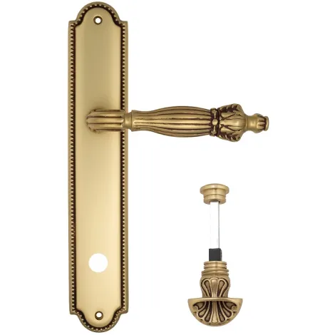 Дверная ручка Venezia \"OLIMPO\" WC-4 на планке PL98 французское золото + коричневый