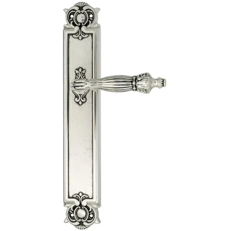 Дверная ручка Venezia \"OLIMPO\" на планке PL97 натуральное серебро + черный