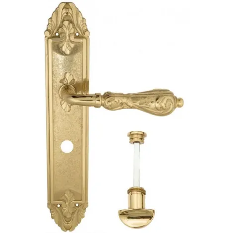 Дверная ручка Venezia \"MONTE CRISTO\" WC-2 на планке PL90 полированная латунь