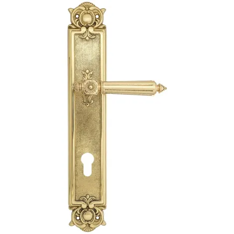 Дверная ручка Venezia \"CASTELLO\" CYL на планке PL97 полированная латунь