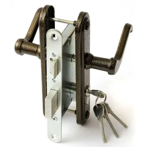 Замок врезной цилиндровый с защелкой в комплекте с ручкой Zenit ЗВ4-3.02 (медь), 4 кл.