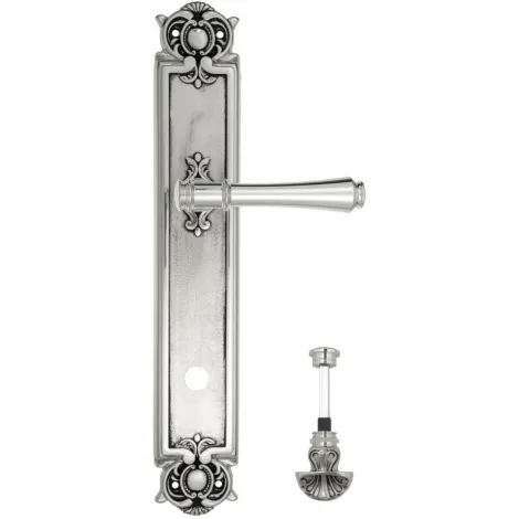 Дверная ручка Venezia \"CALLISTO\" WC-4 на планке PL97 натуральное серебро + черный