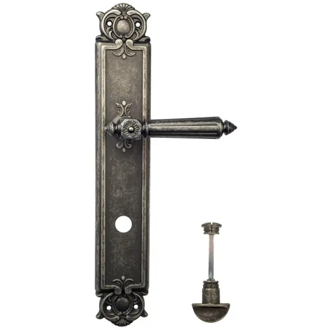 Дверная ручка Venezia \"CASTELLO\" WC-2 на планке PL97 античное серебро