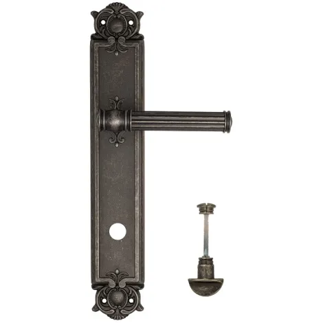 Дверная ручка Venezia \"IMPERO\" WC-2 на планке PL97 античное серебро