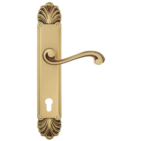 Дверная ручка Venezia \"VIVALDI\" CYL на планке PL87 французское золото + коричневый