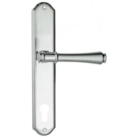 Дверная ручка Venezia \"CALLISTO\" CYL на планке PL02 матовый хром / полированный хром