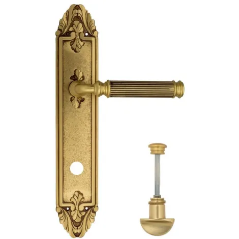 Дверная ручка Venezia \"MOSCA\" WC-2 на планке PL90 французское золото + коричневый