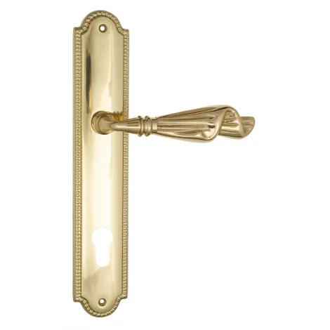 Дверная ручка Venezia \"OPERA\" CYL на планке PL98 полированная латунь