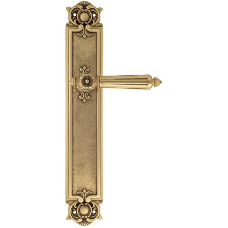 Дверная ручка Venezia \"CASTELLO\" на планке PL97 французское золото + коричневый