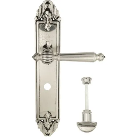 Дверная ручка Venezia \"PELLESTRINA\" WC-2 на планке PL90 натуральное серебро + черный