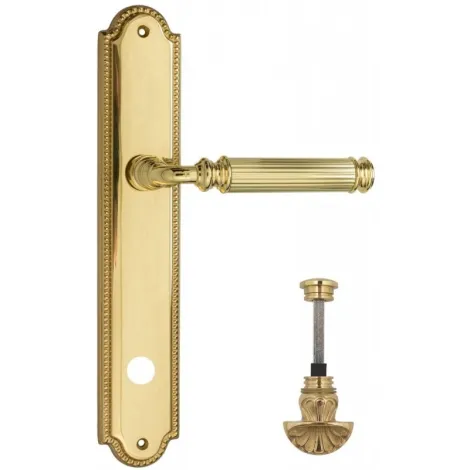Дверная ручка Venezia \"MOSCA\" WC-4 на планке PL98 полированная латунь