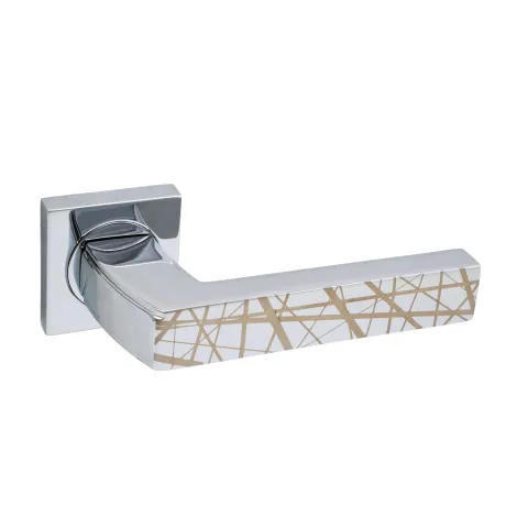 Дверная ручка на квадратной розетке Sicma Milano EXPO 111.EXCL.18 RQ полированный хром с рисунком