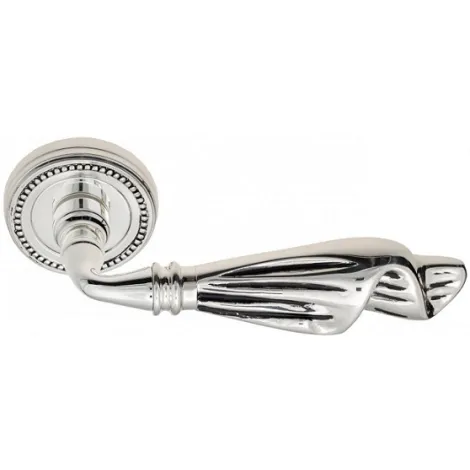 Дверная ручка на круглом основании Venezia \"OPERA\" D3 натуральное серебро + черный