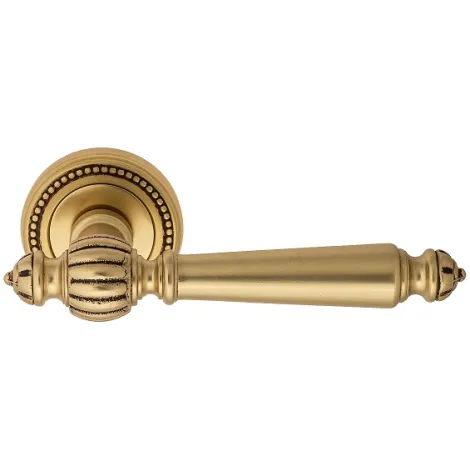 Дверная ручка на круглом основании Venezia \"PELLESTRINA\" D3 французское золото + коричневый