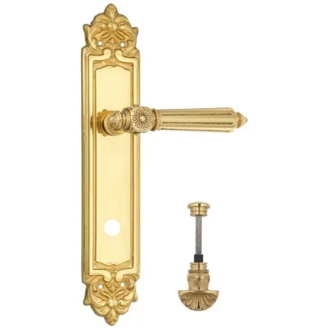 Дверная ручка Venezia \"CASTELLO\" WC-4 на планке PL96 полированная латунь