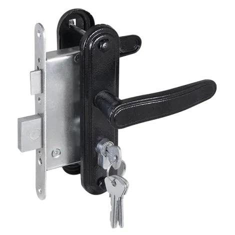 Замок врезной цилиндровый с защелкой в комплекте с ручкой Zenit ЗВ4-3.03 (черный), 4 кл.