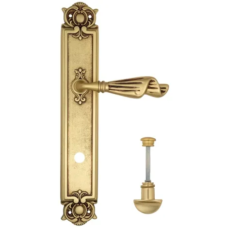 Дверная ручка Venezia \"OPERA\" WC-2 на планке PL97 французское золото + коричневый