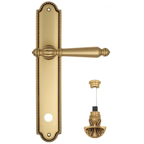 Дверная ручка Venezia \"PELLESTRINA\" WC-4 на планке PL98 французское золото + коричневый