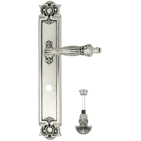 Дверная ручка Venezia \"OLIMPO\" WC-4 на планке PL97 натуральное серебро + черный