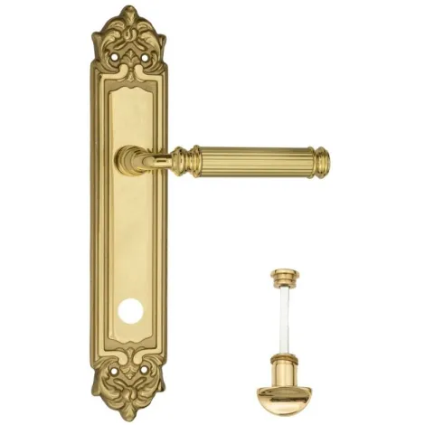 Дверная ручка Venezia \"MOSCA\" WC-2 на планке PL96 полированная латунь