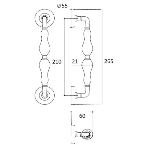 Ручка скоба Venezia \"VIGNOLE\" 265мм (210мм) D3 французское золото + коричневый