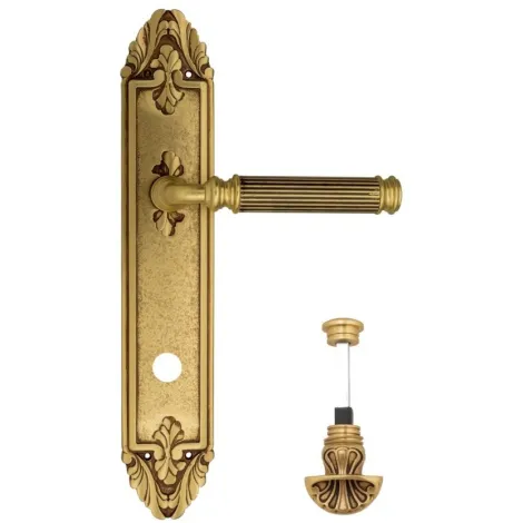 Дверная ручка Venezia \"MOSCA\" WC-4 на планке PL90 французское золото + коричневый