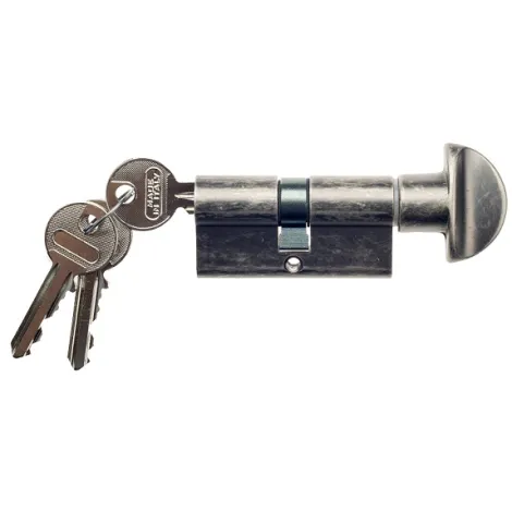 Цилиндровый механизм ключ-вертушка Venezia 30/10/30 античное серебро