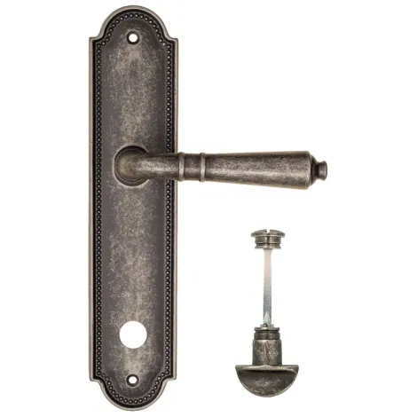 Дверная ручка на планке Fratelli Cattini \"TOSCANA\" WC-2 PL248-IA античное серебро