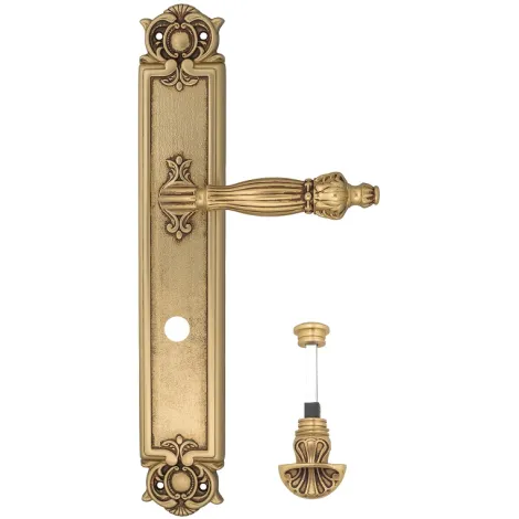 Дверная ручка Venezia \"OLIMPO\" WC-4 на планке PL97 французское золото + коричневый