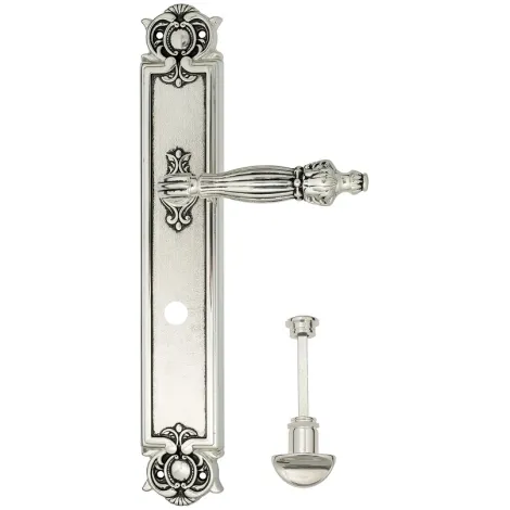 Дверная ручка Venezia \"OLIMPO\" WC-2 на планке PL97 натуральное серебро + черный