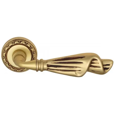 Дверная ручка на круглом основании Venezia \"OPERA\" D2 французское золото + коричневый