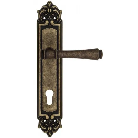 Дверная ручка Venezia \"CALLISTO\" CYL на планке PL96 античная бронза