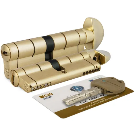 Цилиндровый механизм Mottura с вертушкой C39F363601RLC5 (72 мм/31+10+31), ЛАТУНЬ (PVD) (верт. 99.506)