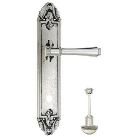 Дверная ручка Venezia \"CALLISTO\" WC-2 на планке PL90 натуральное серебро + черный