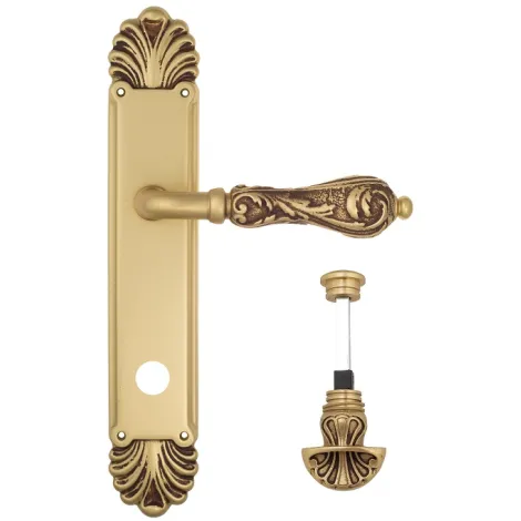 Дверная ручка Venezia \"MONTE CRISTO\" WC-4 на планке PL87 французское золото + коричневый