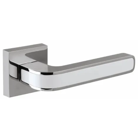 Дверная ручка на квадратном основании Fuaro K.DM51.NEO (NEO DM) CP/WH-19 хром/белый