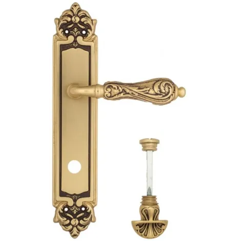 Дверная ручка Venezia \"MONTE CRISTO\" WC-4 на планке PL96 французское золото + коричневый