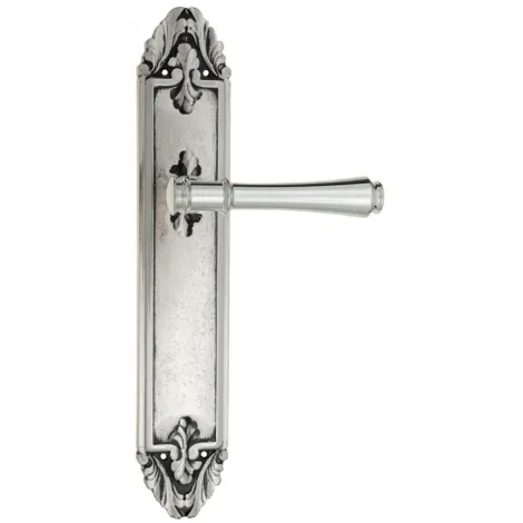 Дверная ручка Venezia \"CALLISTO\" на планке PL90 натуральное серебро + черный