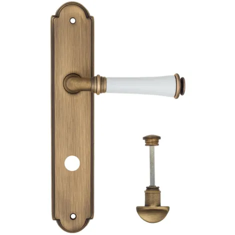 Дверная ручка на планке Fratelli Cattini \"GRACIA CERAMICA BIANCO\" WC-2 PL257-BY матовая бронза