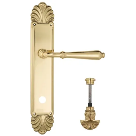 Дверная ручка Venezia \"CLASSIC\" WC-4 на планке PL87 полированная латунь