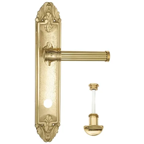 Дверная ручка Venezia \"IMPERO\" WC-2 на планке PL90 полированная латунь