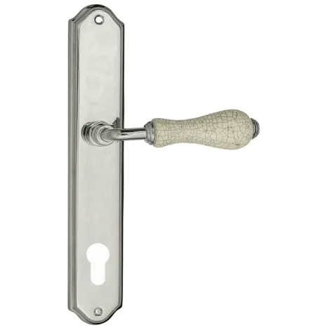 Дверная ручка Venezia \"COLOSSEO\" белая керамика паутинка CYL на планке PL02 полированный хром