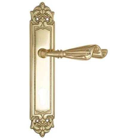 Дверная ручка Venezia \"OPERA\" CYL на планке PL96 полированная латунь