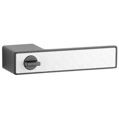 Дверная ручка на прямоугольном основании APRILE HEDERA RTH L BK WH DK WC матовый белый кожа
