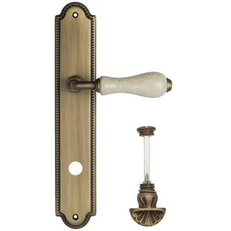 Дверная ручка Venezia \"COLOSSEO\" белая керамика паутинка WC-4 на планке PL98 матовая бронза