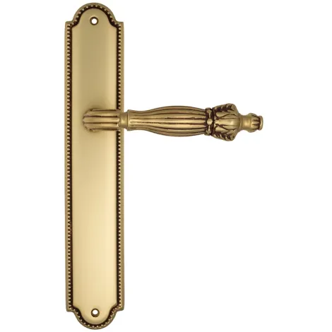 Дверная ручка Venezia \"OLIMPO\" на планке PL98 французское золото + коричневый