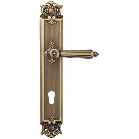 Дверная ручка Venezia \"CASTELLO\" CYL на планке PL97 матовая бронза